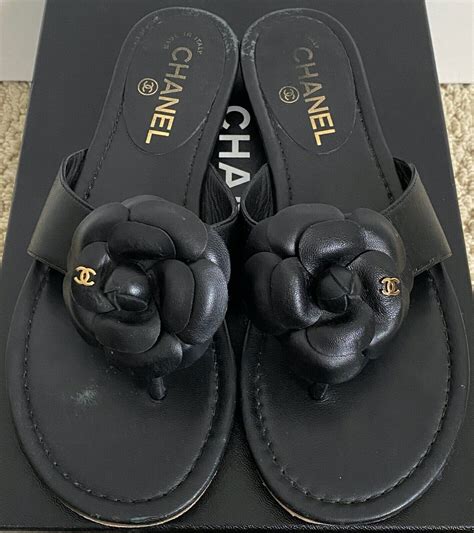 chanel flower sandals|Chanel cold trip slide sandals.